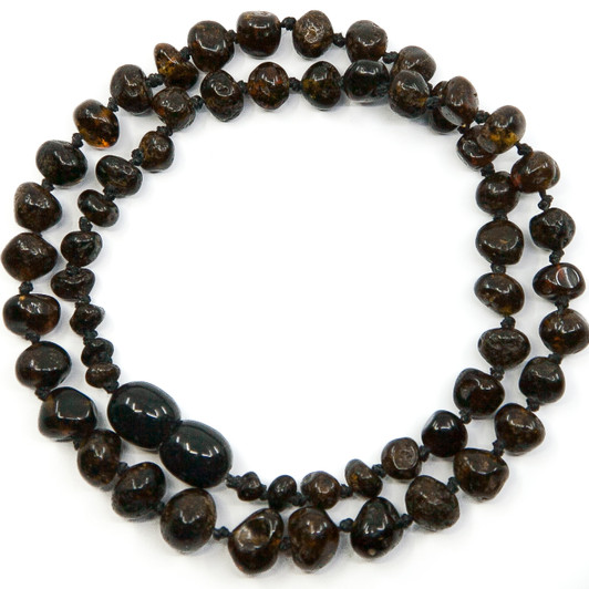 Amber necklace - polished rare grey baroque