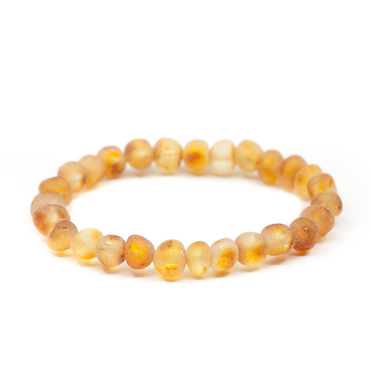 Stretch Maximum strength amber teething & colic anklet - RAW honey baroque