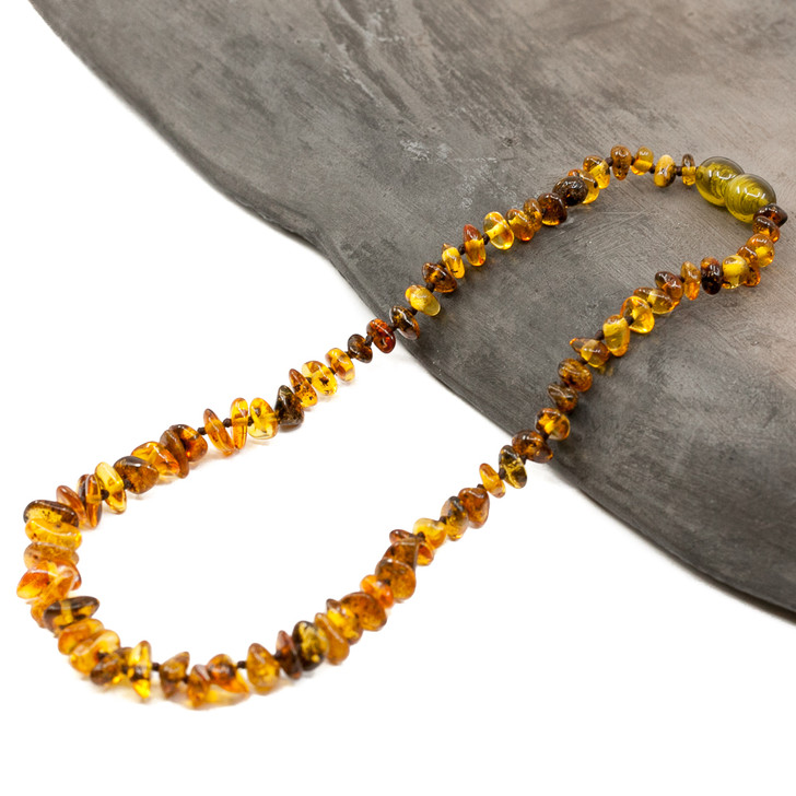 Amber necklace - polished swamp chips