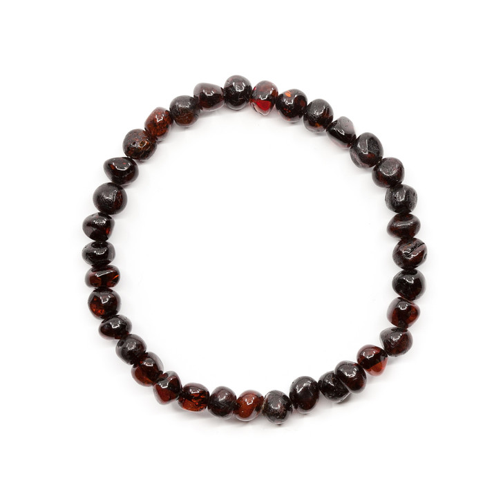 Baltic Amber Bracelet for ADULTS - Polished dark cherry baroque