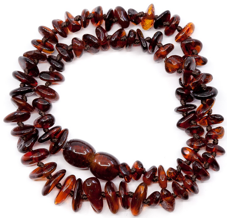 Baltic Amber necklace - polished dark cognac chips