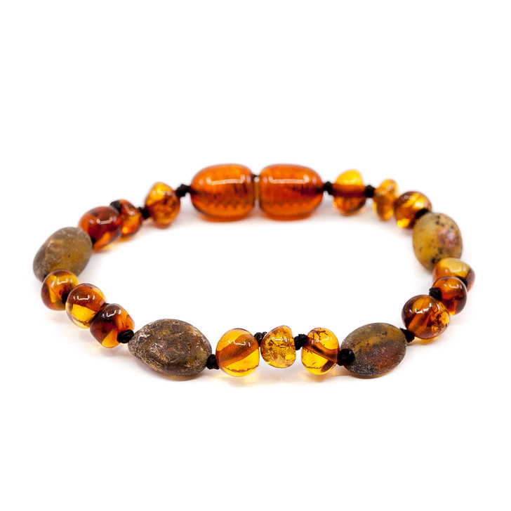 Grey \u0026 Cognac Amber Teething \u0026 Colic Anklet