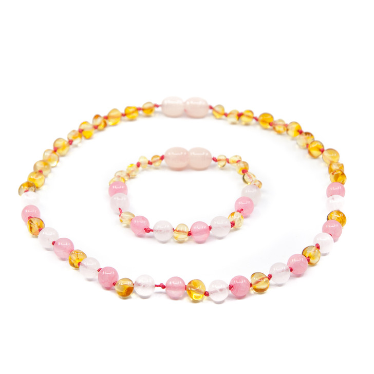 Baltic Amber Teething Necklace Amber Teething Anklet Set For