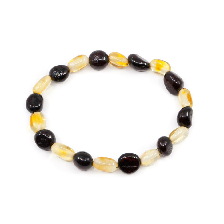 Amber stretch anklet - polished dark cherry & citrine