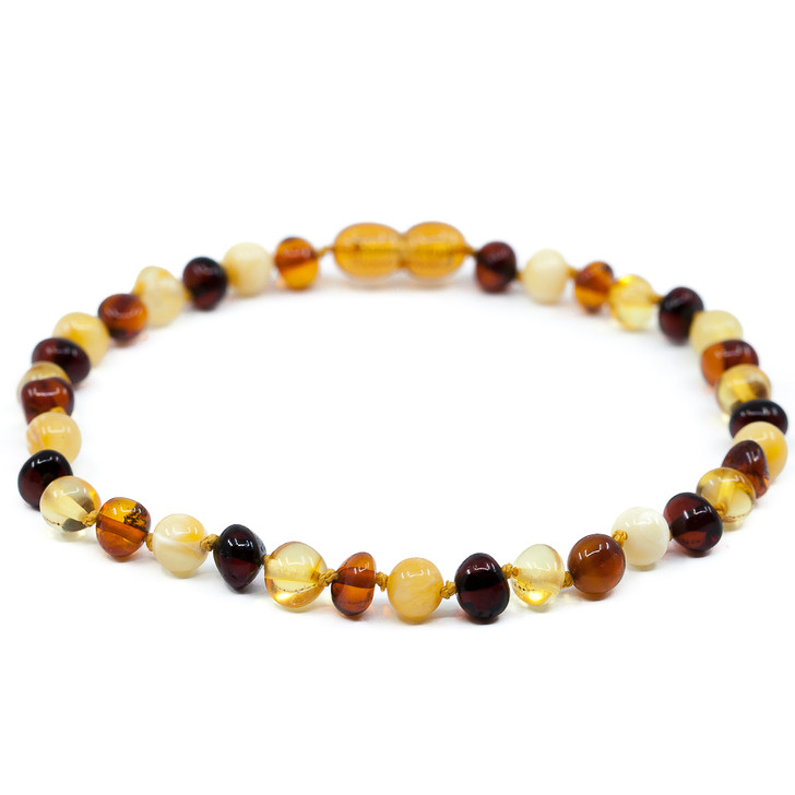 Polished multicolour  amber anklet for adults