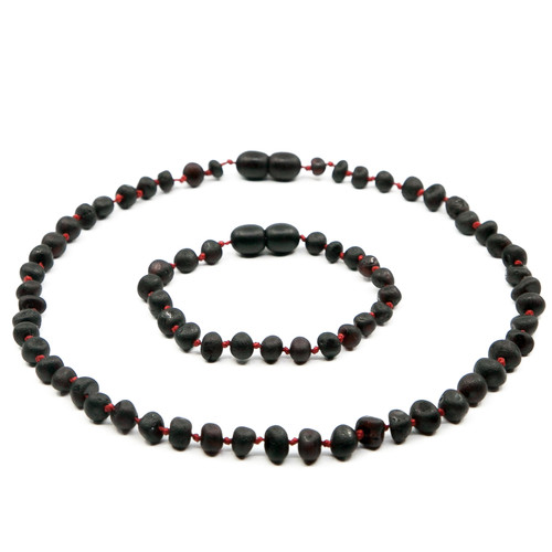 black amber teething necklace