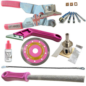 Tile Cutters For Ceramic Tiles Kit 4 Left Handed Tile Drills Hole Saw For Pipes Saw Blade For Notches Grinder Tile Saw Cutting Out Sockets Tile File For Trimming Edges Grout Rake For Cleaning Grout Tile Cutters For Ceramic Tiles Kit 4 Left Handed Tile Drills Hole Saw For Pipes Saw Blade For Notches Grinder Tile Saw Cutting Out Sockets Tile File For Trimming Edges Grout Rake For Cleaning Grout