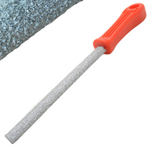 Tile File Tungsten Carbide Grit Edge File Medium Grit 6" Half Round Blade, 4 inch Molded Handle. Trim Ceramic Tile Marble Cement Drywall Cast Iron Red Tile File Tungsten Carbide Grit Edge File Medium Grit 6" Half Round Blade, 4 inch Molded Handle. Trim Ceramic Tile Marble Cement Drywall Cast Iron Red