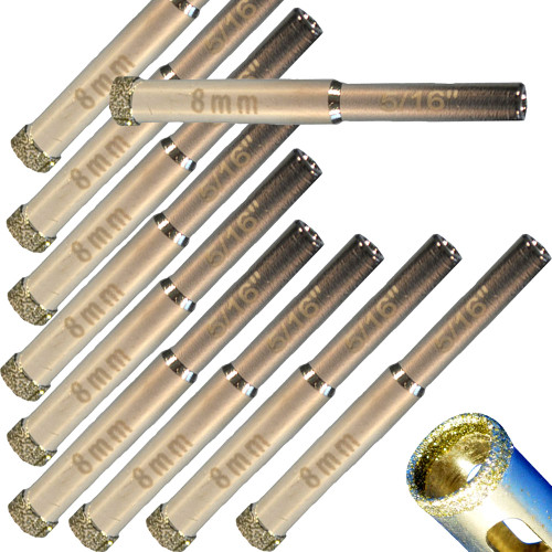 5/16" diamond drill bits for glass and tile 10 pack