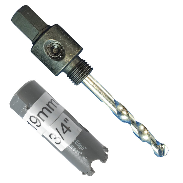 3-4 inch Carbide Hole Saw Kit includes 19mm Tungsten Hole Saw 3-8" Hex Hole Saw Arbor Fitted With Masonry TCT Pilot Drill For Concrete Wall Tile Brick Drywall Masonry Fiberglass Plaster