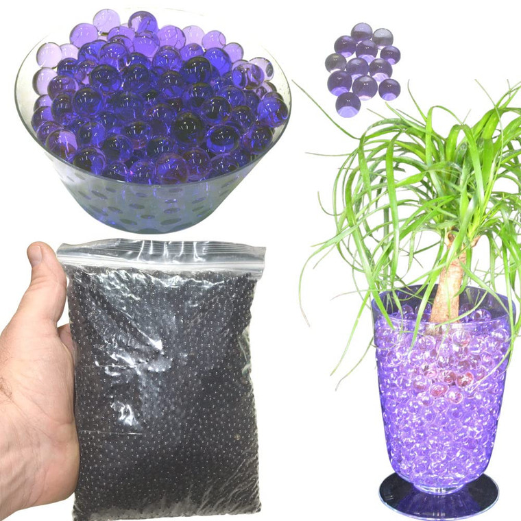 Rainbow Crystal Soil Purple Water Beads For Vases 1 Lb Bag - Non-Toxic, Expands To 1/2" To 3-4" Diameter - Vase Filler, Plant Soil Replacement