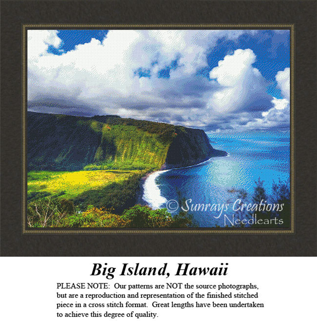 Big Island Hawaii Alluring Landscape Counted Cross Stitch Pattern