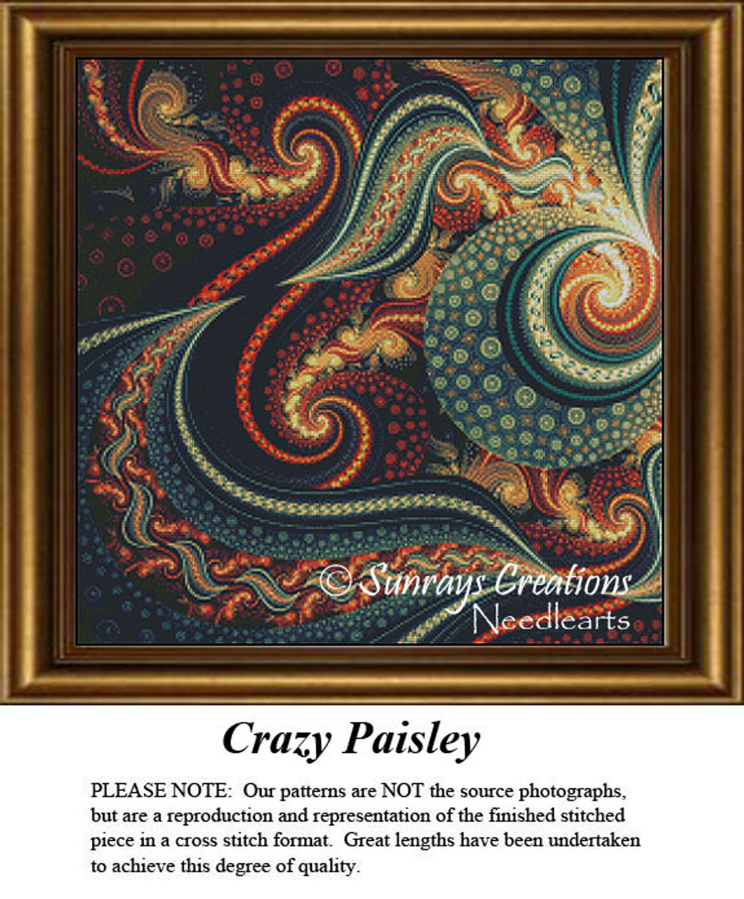 Fractals Cross Stitch Patterns | Crazy Paisley fractals-cross-stitch-patterns-crazy-paisley