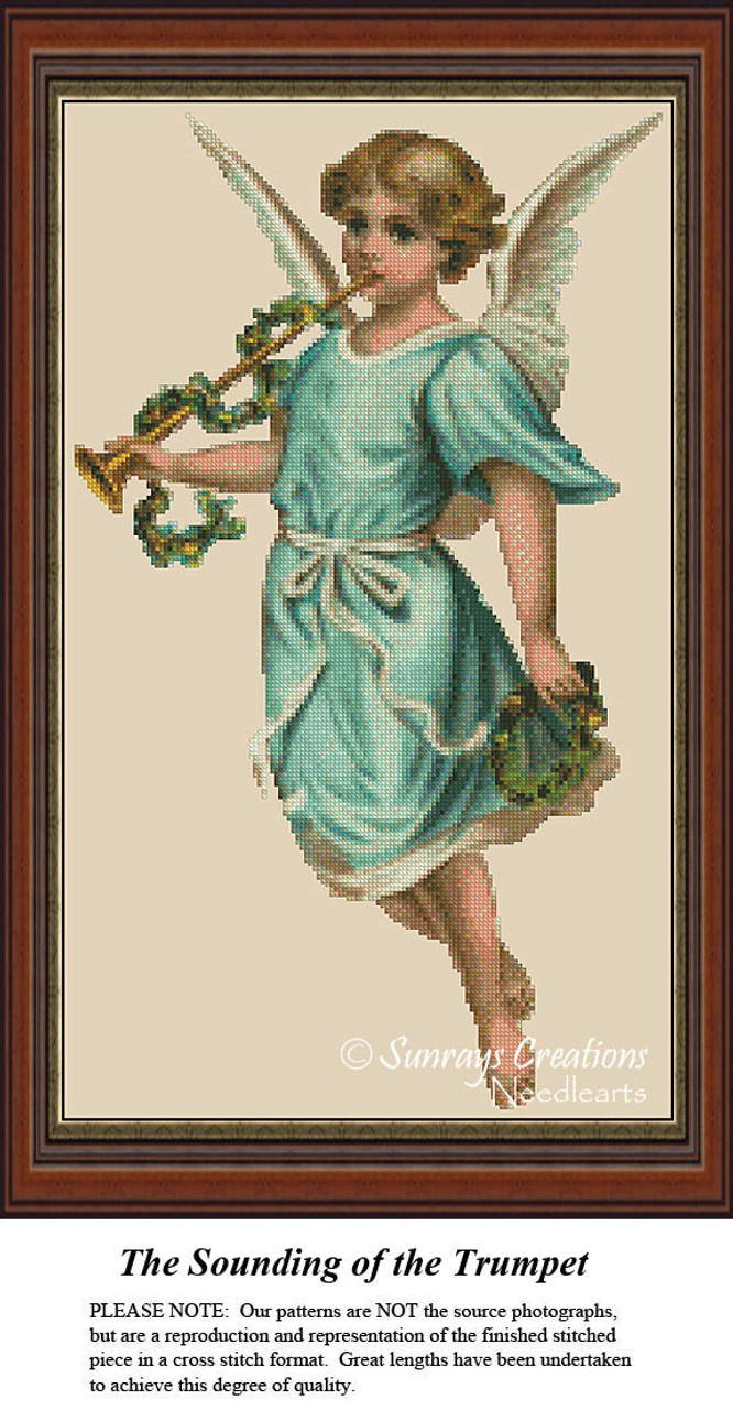 Angel Cross Stitch Pattern | The Sounding of the Trumpet angel-cross-stitch-pattern-the-sounding-of-the-trumpet