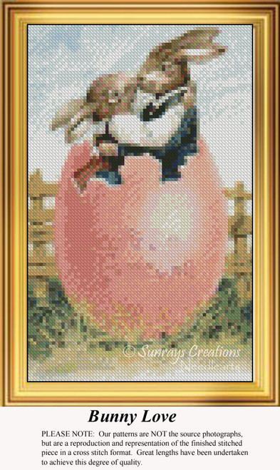 Easter Cross Stitch Pattern, Miniature | Bunny Love  - counted cross stitch pattern