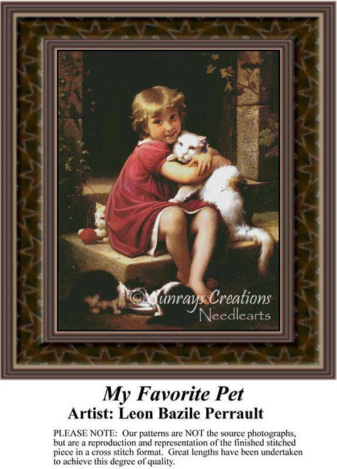 Fine Art Cross Stitch Pattern | Her Favorite Pet - counted cross stitch pattern