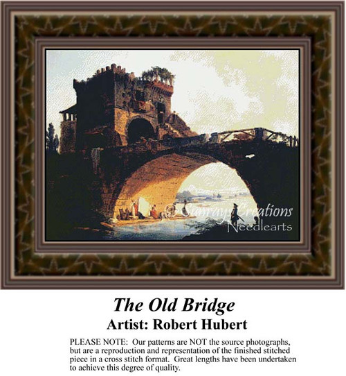 Architecture Counted Cross Stitch Patterns | The Old Bridge - counted cross stitch pattern
