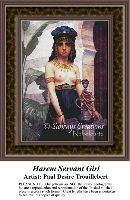 A woman stands gracefully, adorned in jewelry and traditional attire, ready for your next cross stitch project.