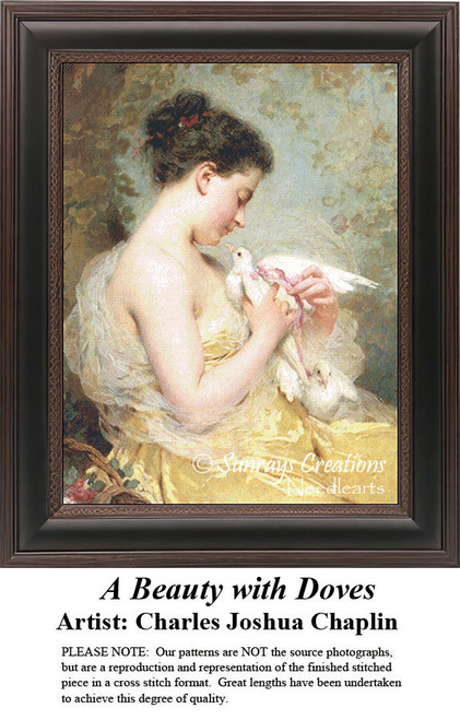 Women in Cross Stitch Patterns | A Beauty with Doves