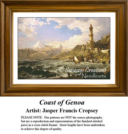 Waterscape Cross Stitch Pattern | Coast of Genoa