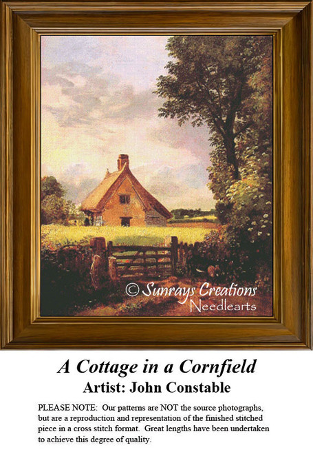 Landscapes Cross Stitch Pattern | A Cottage in a Cornfield