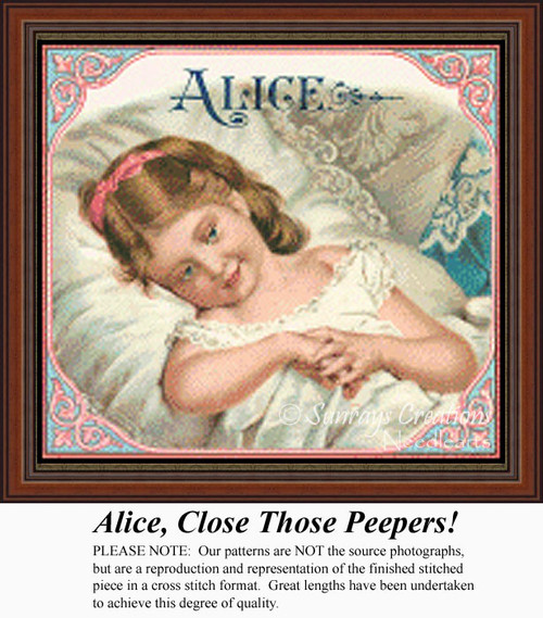 Vintage Cross Stitch Pattern | Alice, Close Those Peepers
