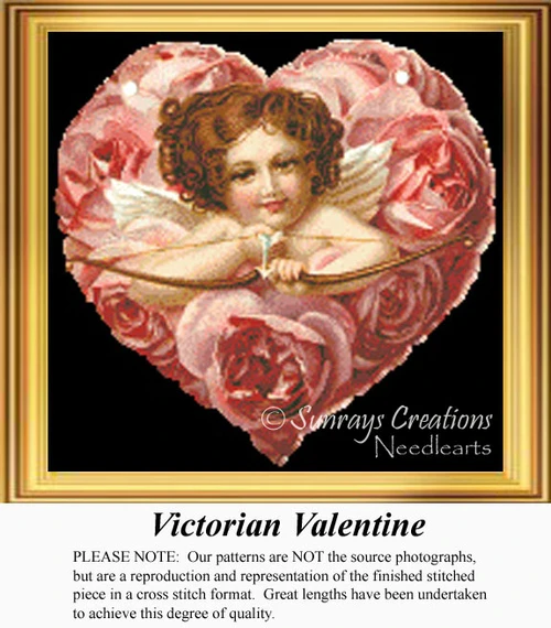 Vintage Cross Stitch Pattern | Victorian Valentine - counted cross stitch pattern