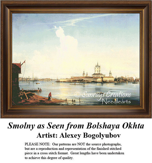 Waterscapes Cross Stitch Pattern | Smolny as Seen from Bolshaya Okhta 