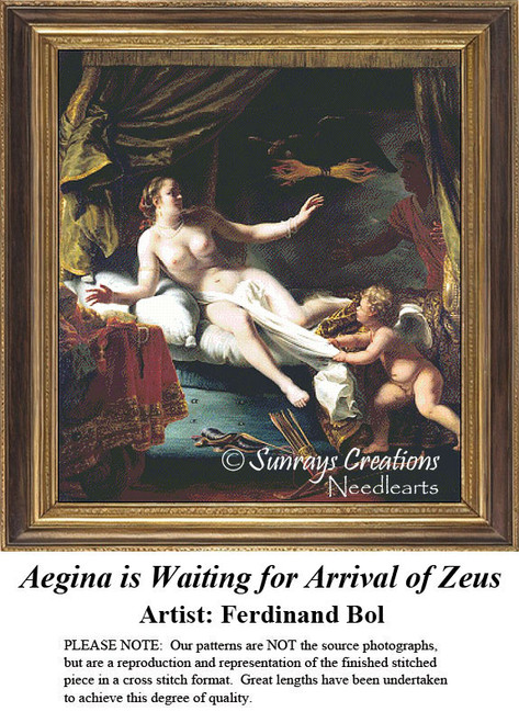 Fine Art Cross Stitch Pattern | Aegina is Waiting for Arrival of Zeus - counted cross stitch pattern