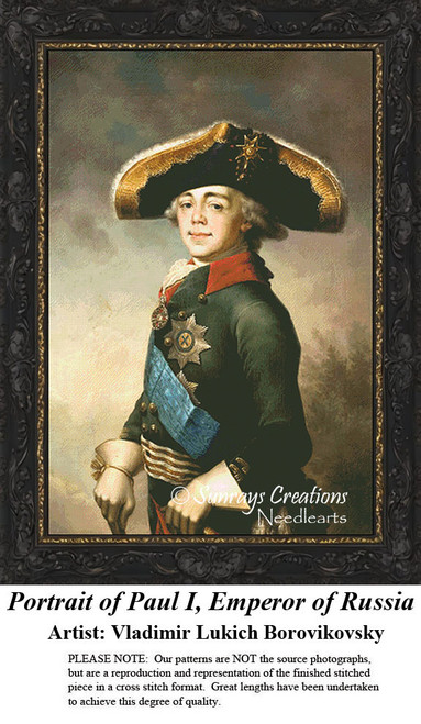 Nobility Cross Stitch Pattern | Portrait of Paul I, Emperor of Russia 