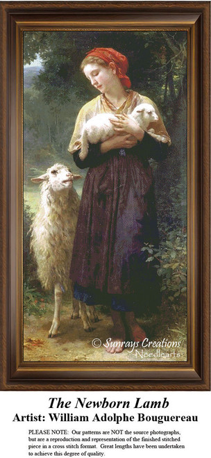 Fine Art in Cross Stitch Pattern | The Newborn Lamb - counted cross stitch pattern