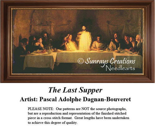 A religious scene from Pascal Adolphe Dagnan-Bouveret, this printable pattern shows Jesus dining with his disciples during The Last Supper.
