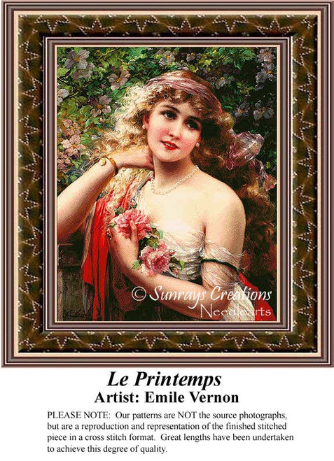 Le Printemps, Fine Art Counted Cross Stitch Pattern