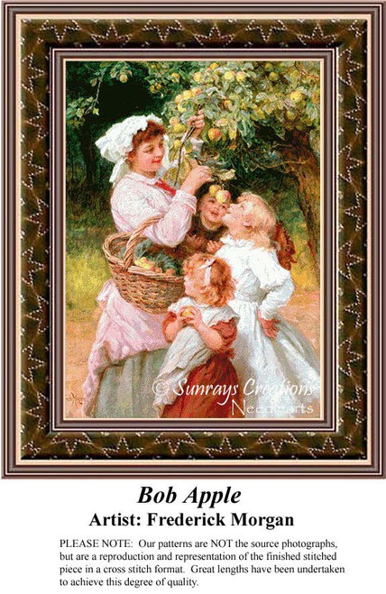 Bob Apple, Fine Art Counted Cross Stitch Pattern, Family Counted Cross Stitch Pattern