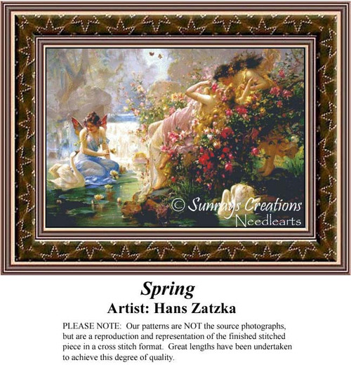 Spring, Hans Zatzka Counted Cross Stitch Pattern, Spring Counted Cross Stitch Pattern