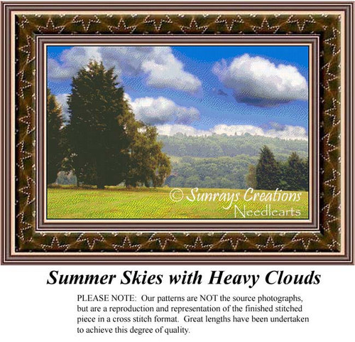 Landscape Cross Stitch Pattern | Summer Skies with Heavy Clouds