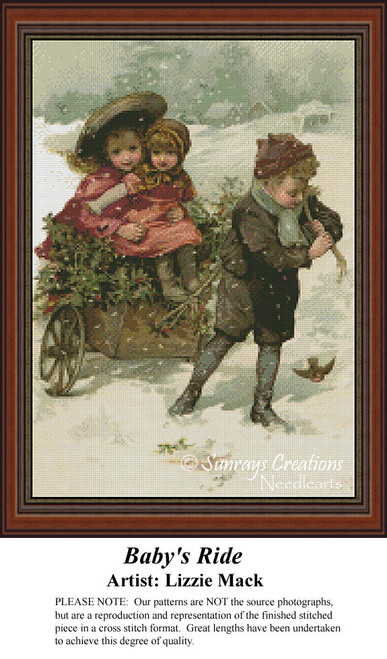 Baby S Ride Vintage Counted Cross Stitch Pattern