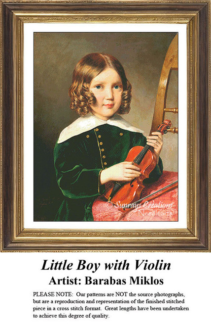 Children in Cross Stitch Patterns | Little Boy with Violin