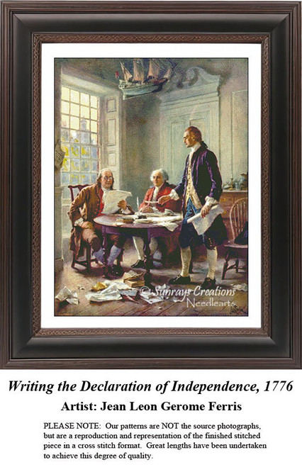 Patriotic Cross Stitch Pattern | Writing the Declaration of Independence, 1776