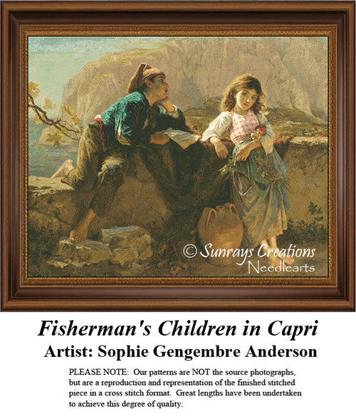 Fine Art Cross Stitch Patterns | Fisherman's Children in Capri