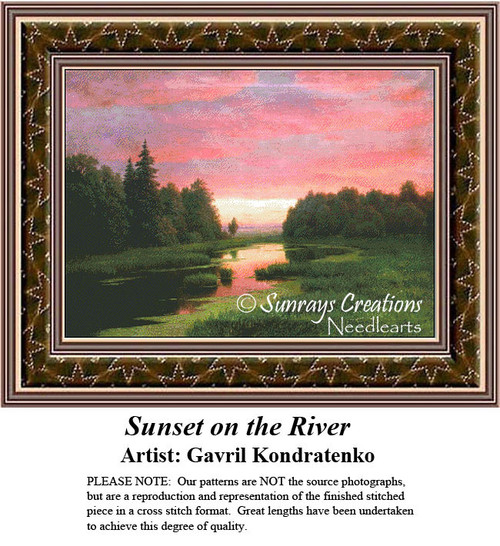Fine Art Cross Stitch Patterns | Sunset Over the River