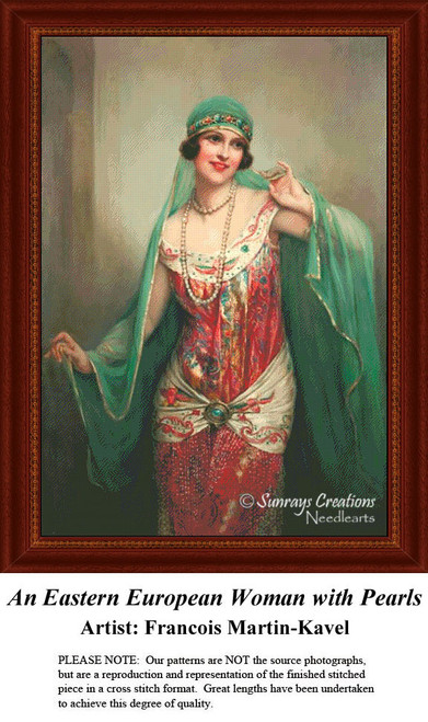 Fine Art Cross Stitch Pattern | An Eastern European Woman with Pearls