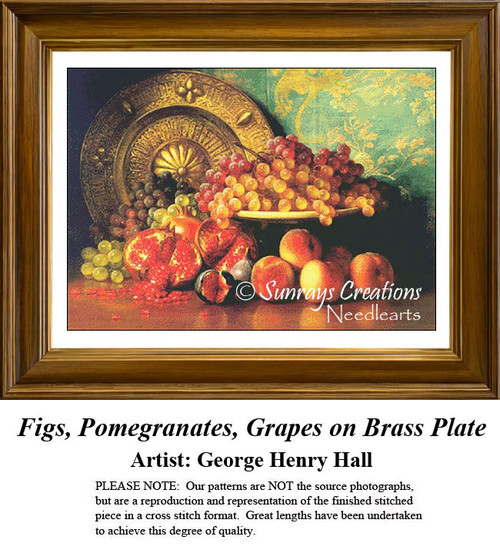 Figs, Pomegranates, Grapes on Brass Plate, RE-1739