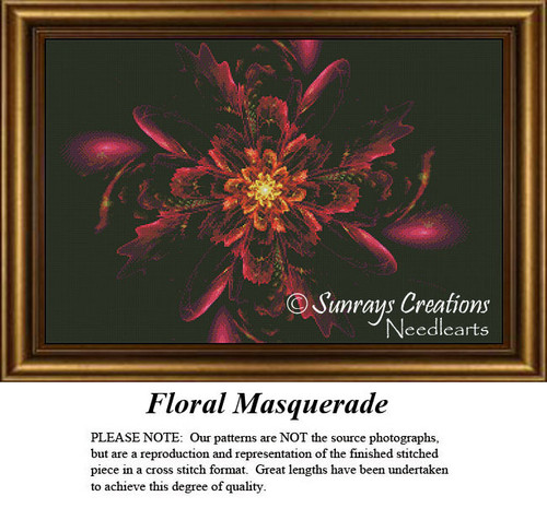 Fractal Cross Stitch Pattern | Floral Masquerade
