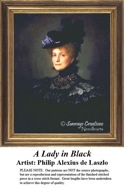 Fine Art Cross Stitch Pattern | A Lady in Black