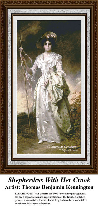 Fine Art Cross Stitch Pattern | Shepherdess With Her Crook