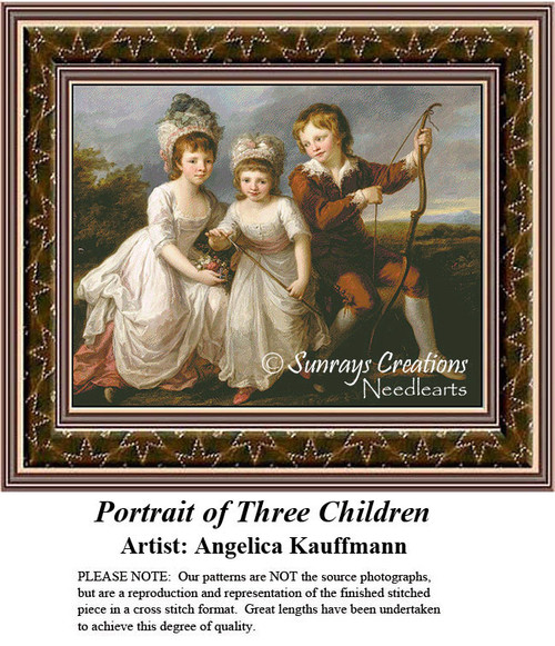 Fine Art Cross Stitch Pattern | Portrait of Three Children