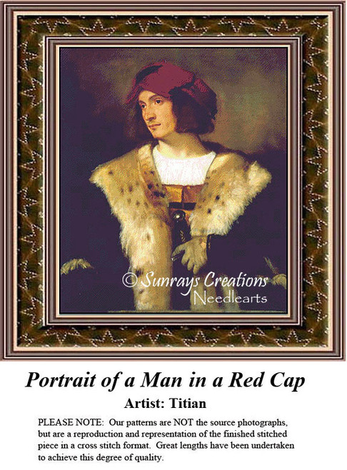 Fine Art Cross Stitch Pattern | Portrait of a Man in a Red Cap