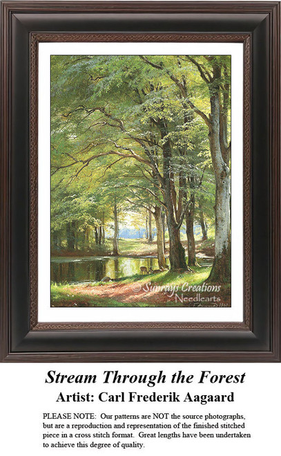 Fine Art Cross Stitch Pattern | Stream Through the Forest