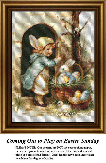 Easter Cross Stitch Patterns | Coming Out to Play on Easter Sunday